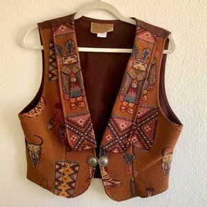 Vintage Roughriders Woven Vest Western / Southwest Style - Size Medium Unisex